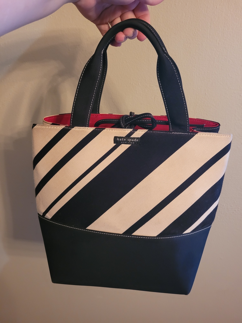 Kate Spade Cream And Black Striped Tote Purse PLEASE READ DESCRIPTION